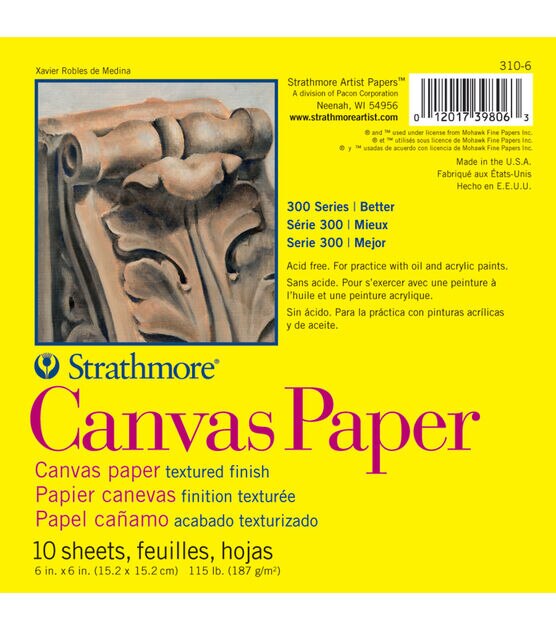 Strathmore Canvas Paper Pad 6"X6" 115lb 10 Sheets