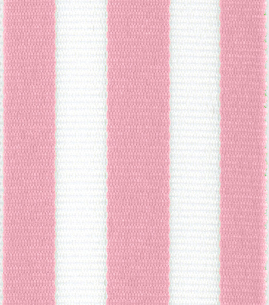 Offray 1.5"x9' Mono Stripes Woven Ribbon, Pink, swatch