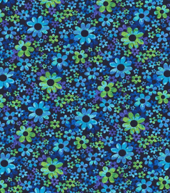 Fabric Traditions Blue & Green Floral Cotton Fabric by Keepsake Calico, , hi-res, image 2