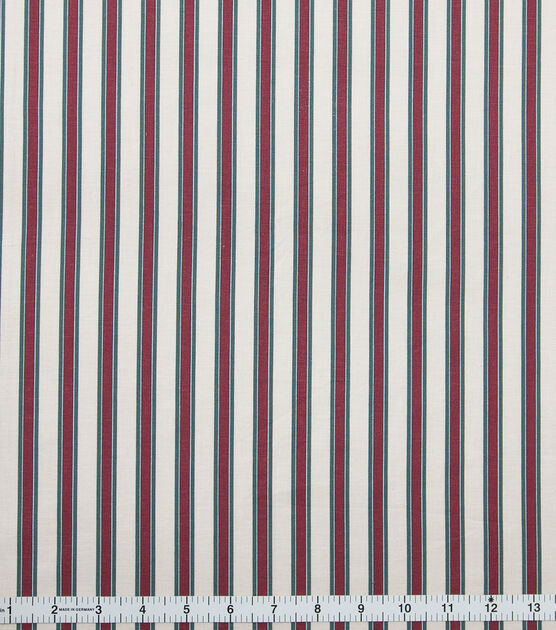Cream & Red Horizonal Striped Christmas Cotton Fabric