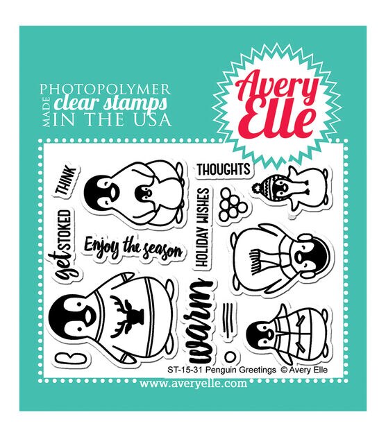 Avery Elle Clear Stamps Penguin Greetings