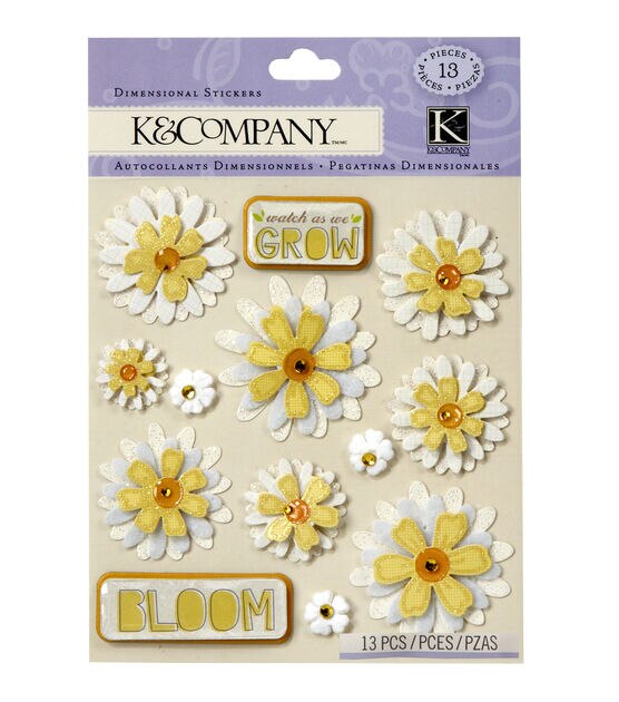 K&Company 13 pk Daisies Embellishment Dimensionals Stickers