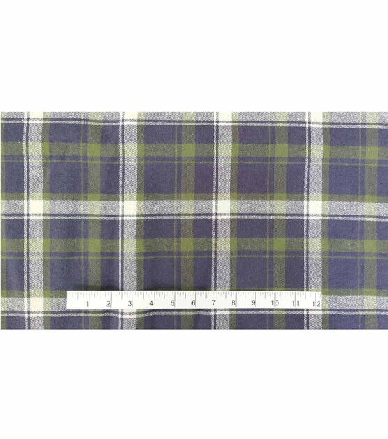 Olive & Blue Plaid Purple Flannel Backed Sherpa Fabric, , hi-res, image 4