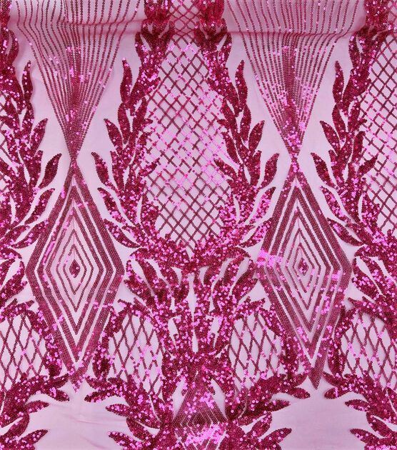 Tapestry Sequin Panel Pink Mesh Fabric, , hi-res, image 1
