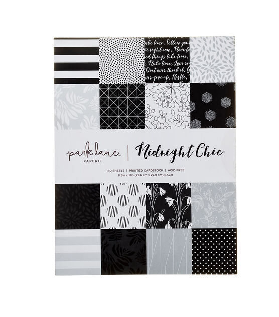 180 Sheet 8.5" x 11" Midnight Chic Cardstock Paper Pack by Park Lane