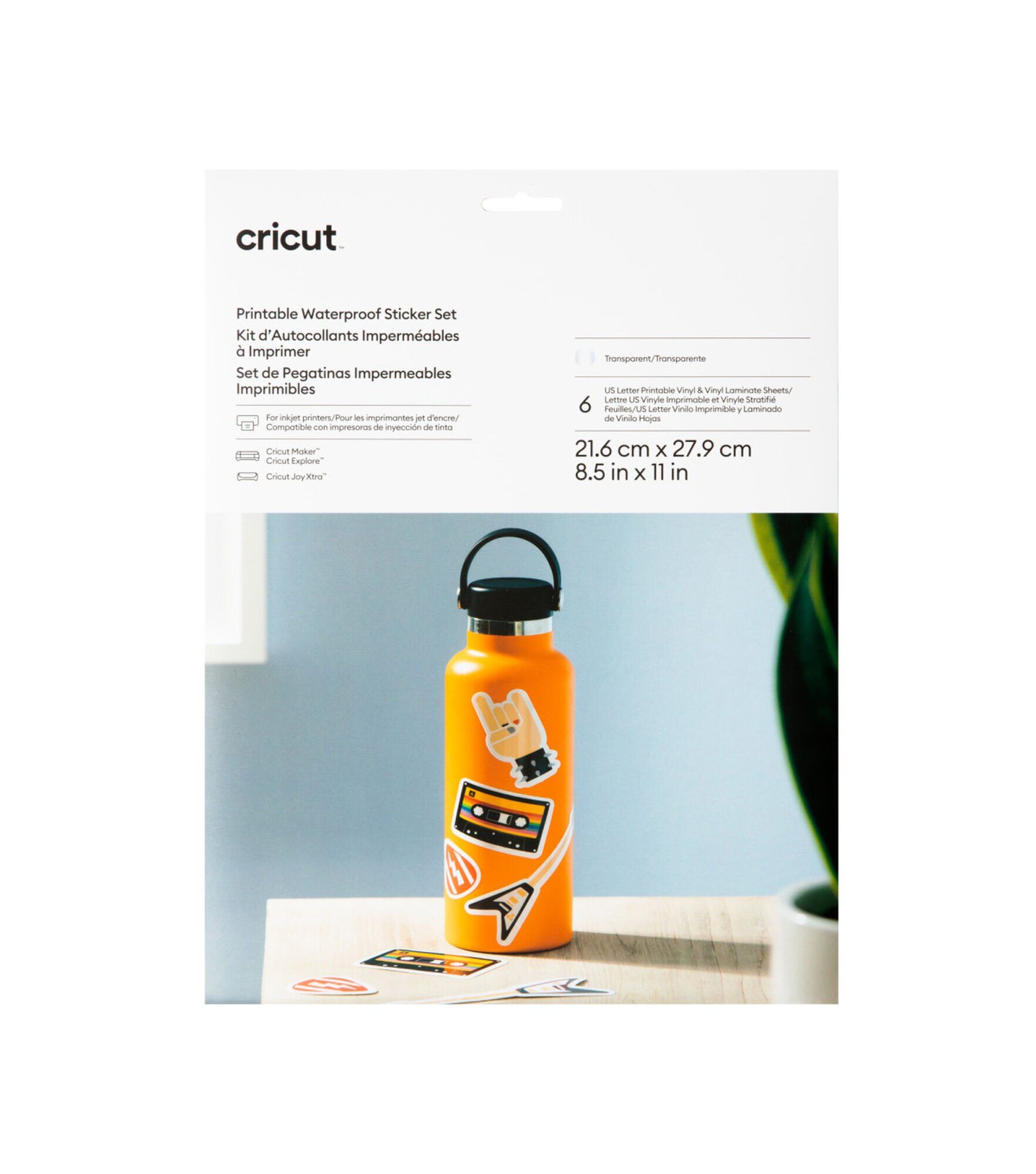 Cricut 8.5" x 11"Waterproof Sticker Set 6ct, Transparent, hi-res