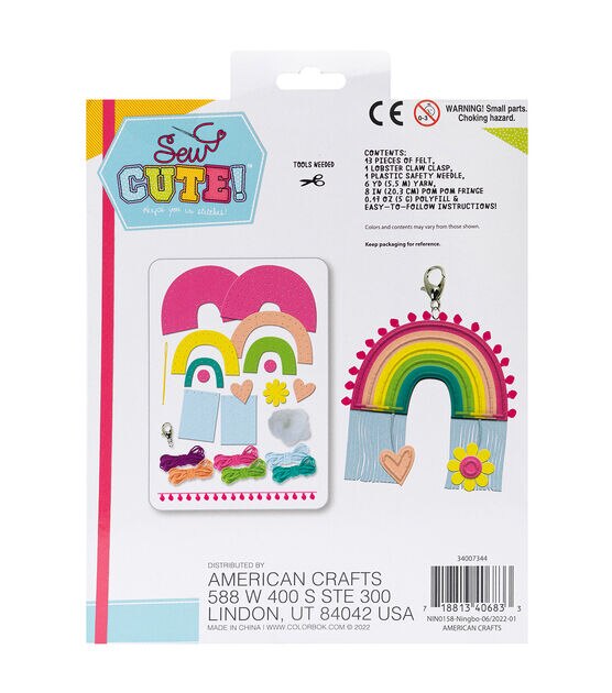 American Crafts 24pc Sew Cute Rainbow Charm Backpack Clip Kit, , hi-res, image 2