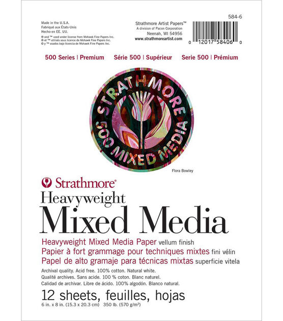 Strathmore 500 Series 12 sheet 6''x8'' Heavyweight Mixed Media Paper Pad