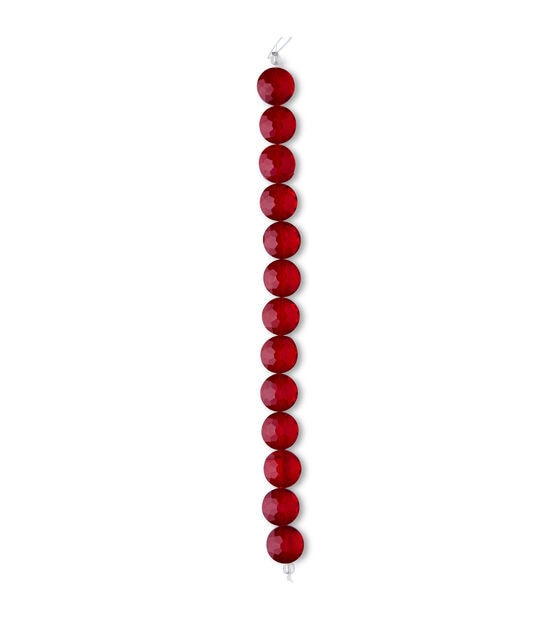 7" Red Faceted Coin Crystal Glass Bead Strand by hildie & jo, , hi-res, image 2