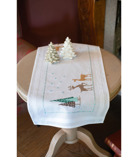 Vervaco 16" x 40" Reindeer Table Runner Stamped Cross Stitch Kit, , hi-res, image 6