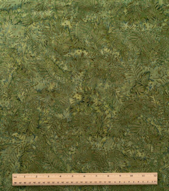 Dark Green Leaf Batik Cotton Fabric, , hi-res, image 2