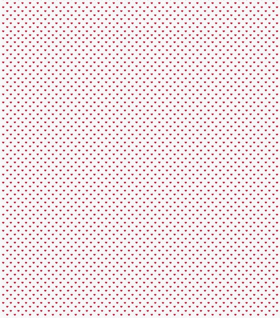 Red Hearts On White Valentine's Day Cotton Fabric, , hi-res, image 2