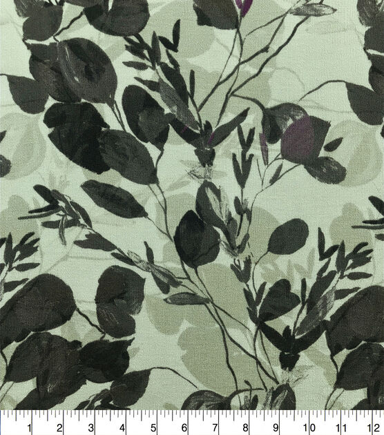 Light Sage Olive Branch Crinkle Rayon Fabric, , hi-res, image 4