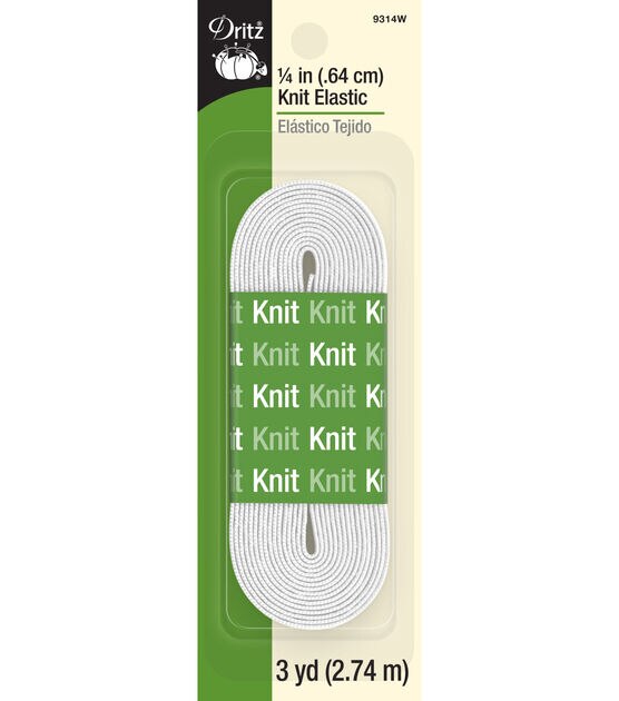 Knit Elastic 1/4" Wide-White