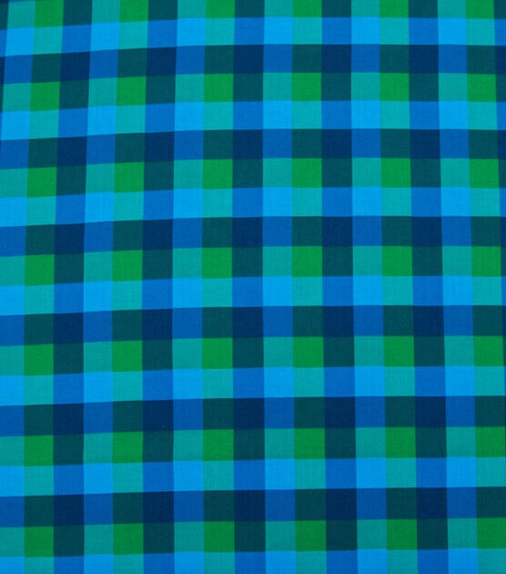 POP! Blue Green Plaid Novelty Cotton Fabric, , hi-res, image 1