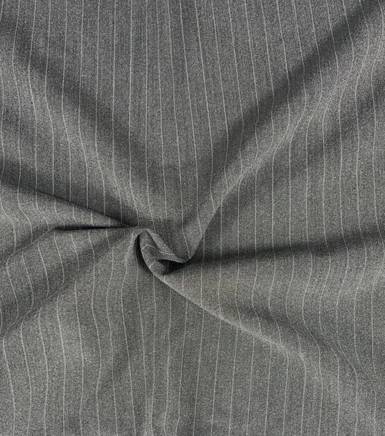Suite Grey White Pinstripe Suiting Classic Sportswear Fabric, , hi-res, image 3