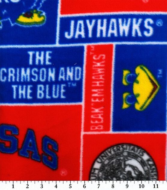 University of Kansas Jayhawks Fleece Fabric Block