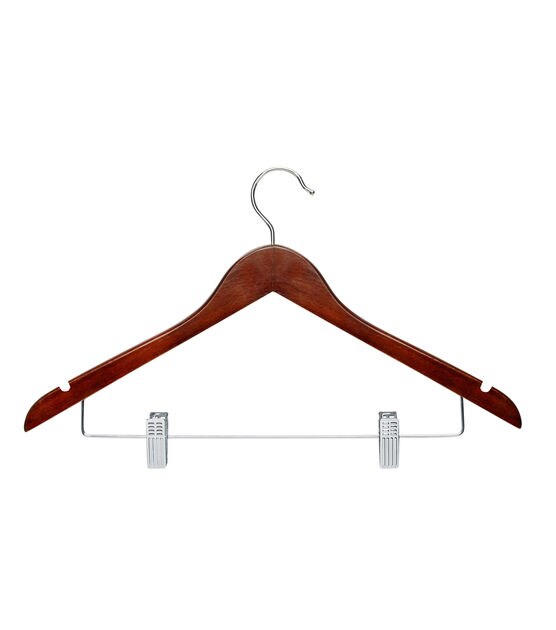 Honey Can Do 17.5" x 10" Cherry Wood Suit Hangers With Clips 12pk, , hi-res, image 4