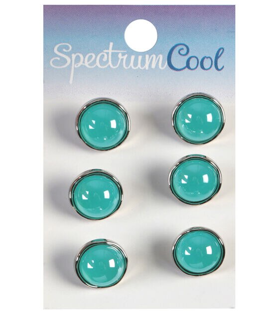 Spectrum Cool 1/2" Green & Silver Dome Shaped Shank Buttons 6pk