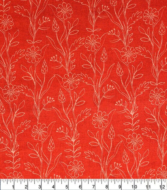 18" x 21" Red Tonal Floral Cotton Fabric Quarter 1pc by Keepsake Calico, , hi-res, image 3