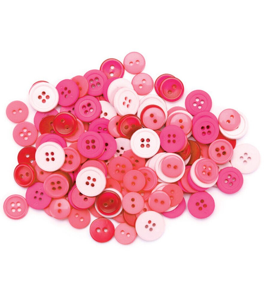 Favorite Findings 130ct Assorted Buttons, Pink, swatch