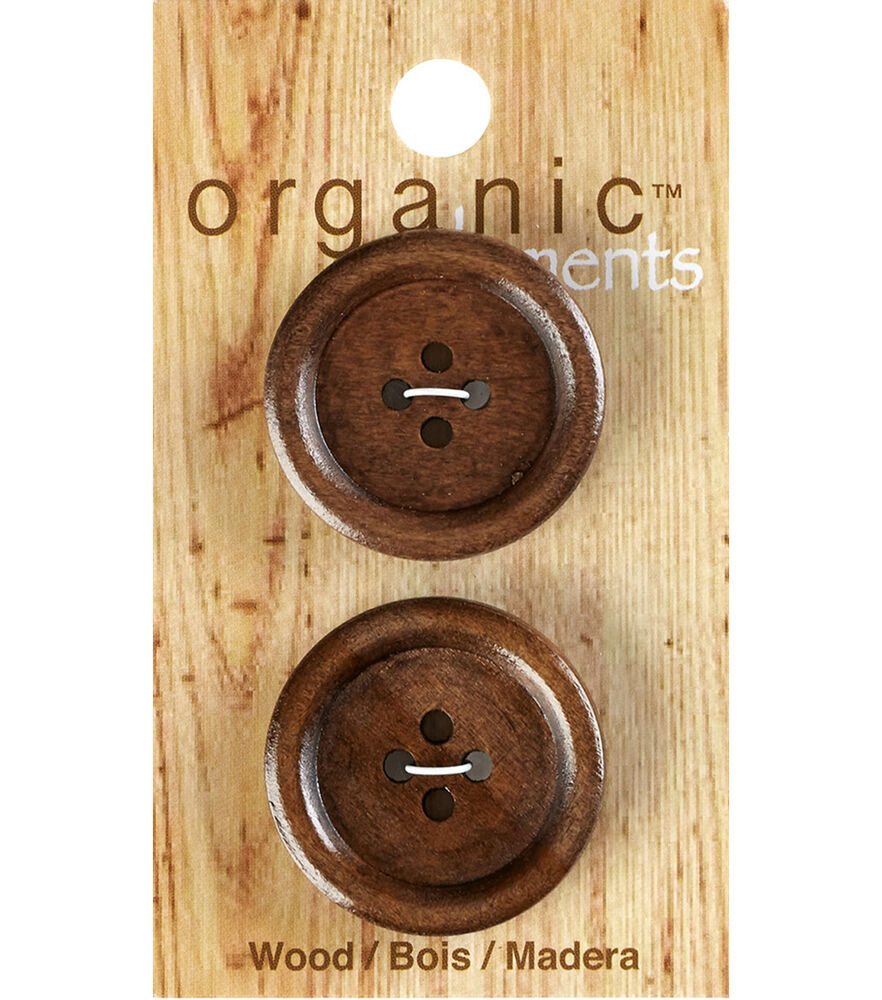 Organic Elements 1 1/8" Wood Round Buttons 2pk, Light Brn, swatch