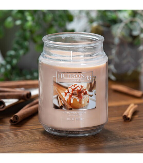18oz Vanilla Cinnamon Scented Jar Candle by Hudson 46, , hi-res, image 2
