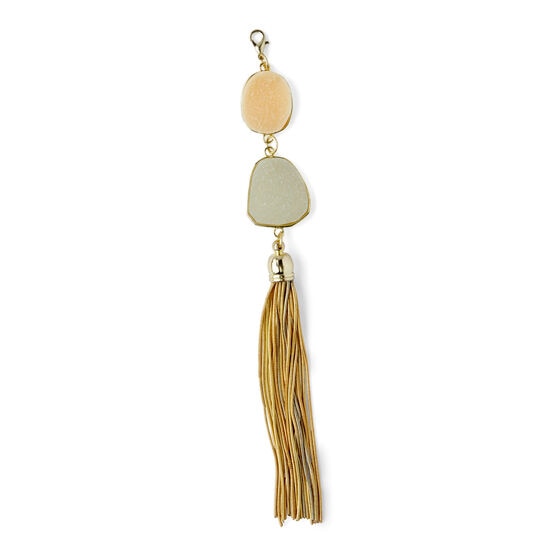 Gold Tassel With Yellow & Ivory Stones by hildie & jo, , hi-res, image 2