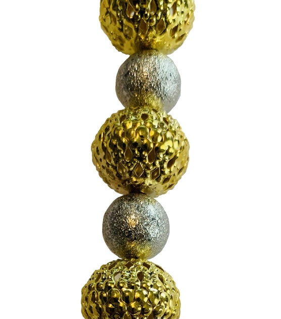 7" Gold & Silver Round Metal Bead Strand by hildie & jo, , hi-res, image 2