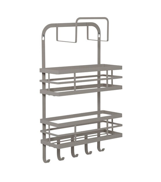 Honey Can Do 17" Gray 3 Tier Over The Door Kitchen Organizer With Hooks, , hi-res, image 2