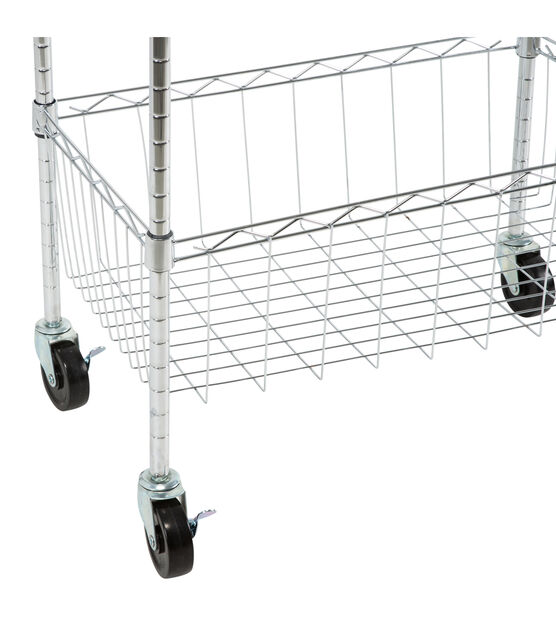 Organize It All 47" Silver 4 Tier Rolling Utility Cart With Baskets, , hi-res, image 6