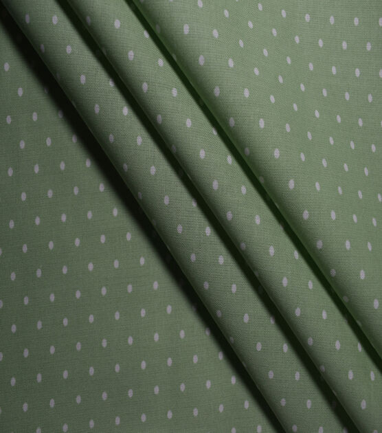 White Pin Dots on Light Green Quilt Cotton Fabric by Quilter's Showcase, , hi-res, image 3