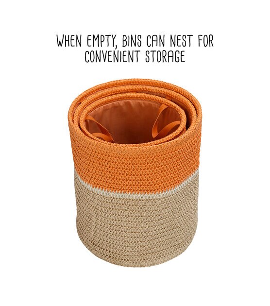 Honey Can Do 15" Beige & Orange Paper Straw Nesting Baskets 3ct, , hi-res, image 12