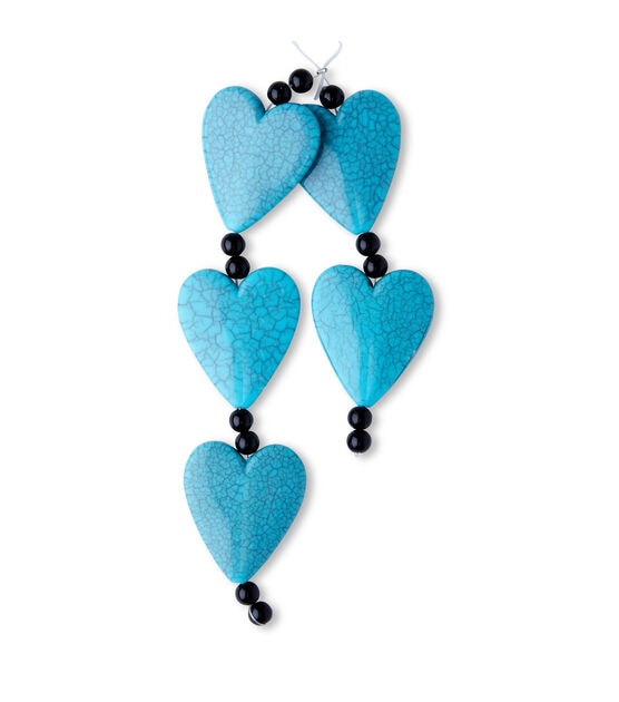 12" Blue Plastic Urban Funky Heart Bead Strand by hildie & jo, , hi-res, image 2