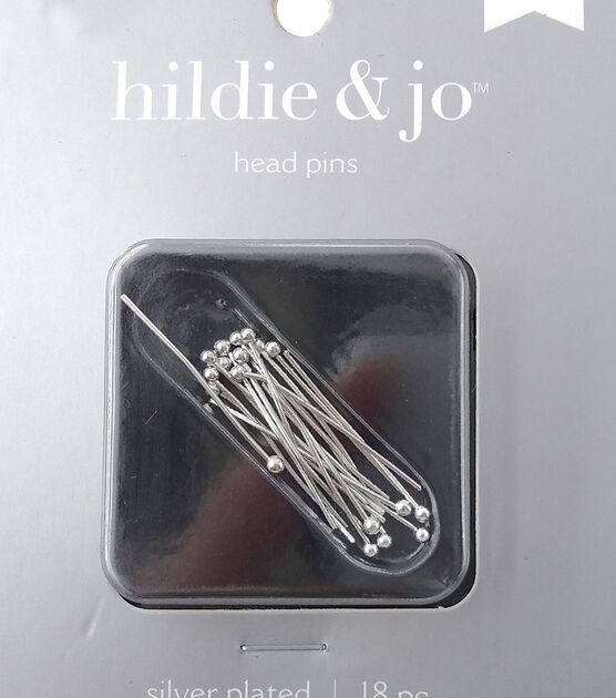 1" Silver Plated Metal Ball Head Pins 18pk by hildie & jo