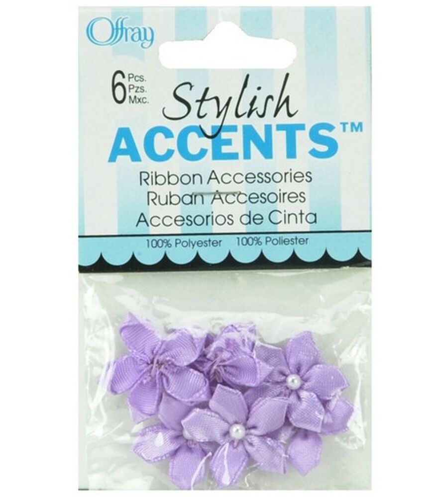 Offray 6pk Pearl Rose Ribbon Accessories, Light Orchid, swatch