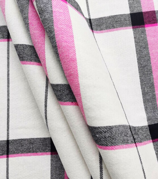 Hot Pink Plaid & Black Backed Sherpa Fabric, , hi-res, image 2