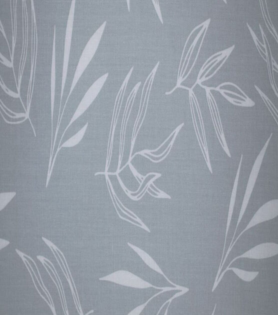 White Leaves on Gray Quilt Cotton Fabric by Quilter's Showcase, , hi-res, image 2