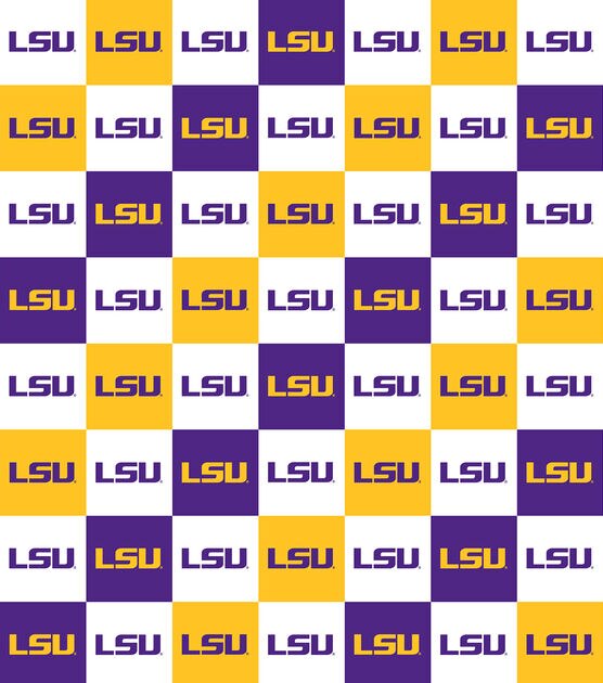 Louisiana State University Tigers Cotton Fabric Collegiate Checks