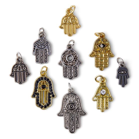 9ct Silver & Gold Hamsa Charms by hildie & jo, , hi-res, image 2
