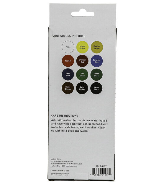 12ml Watercolor Paint Set 12ct by Artsmith, , hi-res, image 2