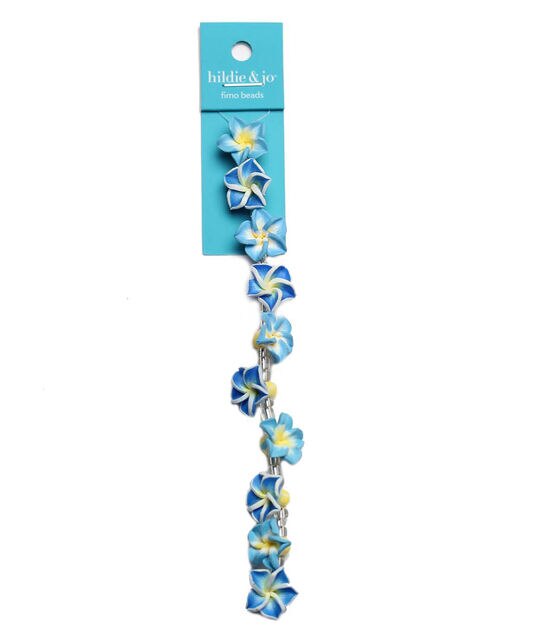 15mm Blue Tropical Flower Clay Strung Beads by hildie & jo