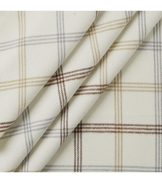Cream Large Tattersal Plaid Brush Cotton Fabric, , hi-res, image 2