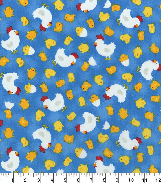 Hi Fashion Whimsy Rooster & Chicken Novelty Cotton Fabric, , hi-res, image 2