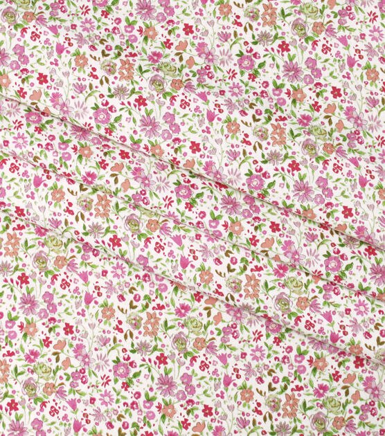 Bright Pink Floral Quilt Cotton Fabric by Keepsake Calico, , hi-res, image 2