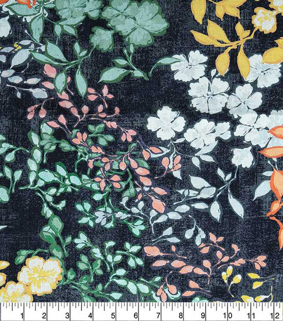 Floral Dewdrop Navy Cotton Canvas Fabric, , hi-res, image 2