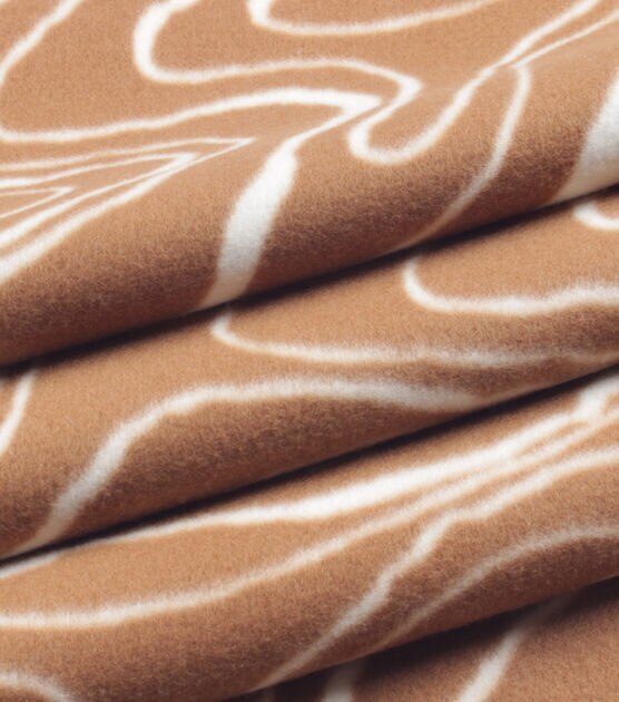 Brown Oil Slick Blizzard Prints Fleece Fabric, , hi-res, image 3