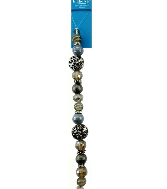 7" Blue & Silver Round Glass & Metal Strung Beads by hildie & jo