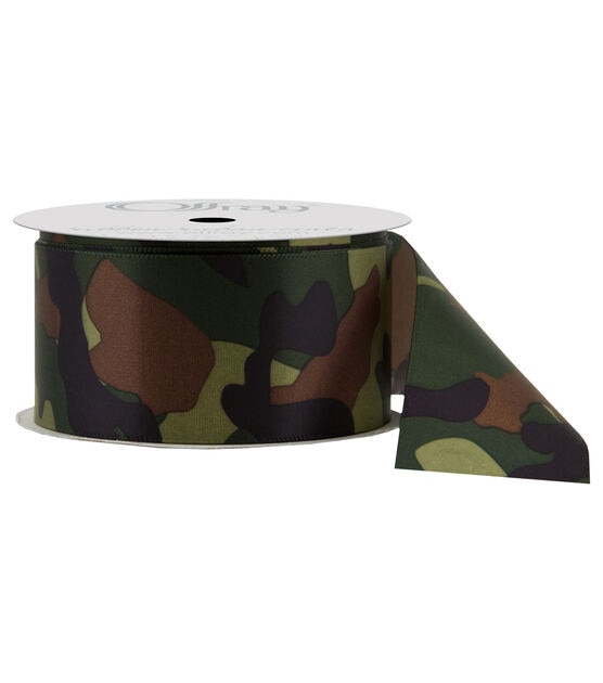 Offray Satin Ribbon 1.5''x9' Moss Camouflage