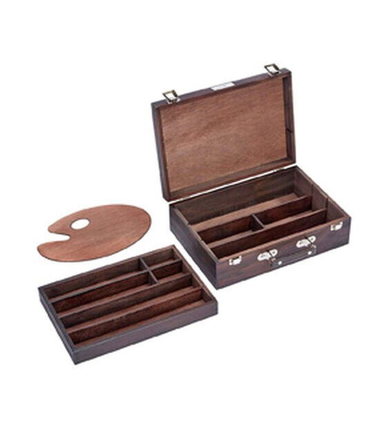 123 Art Set with Brown Wooden Box Carrying Case